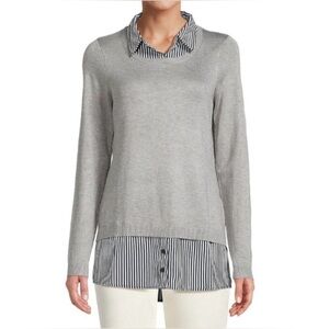 Adrianna Papell Gray Layered Sweater